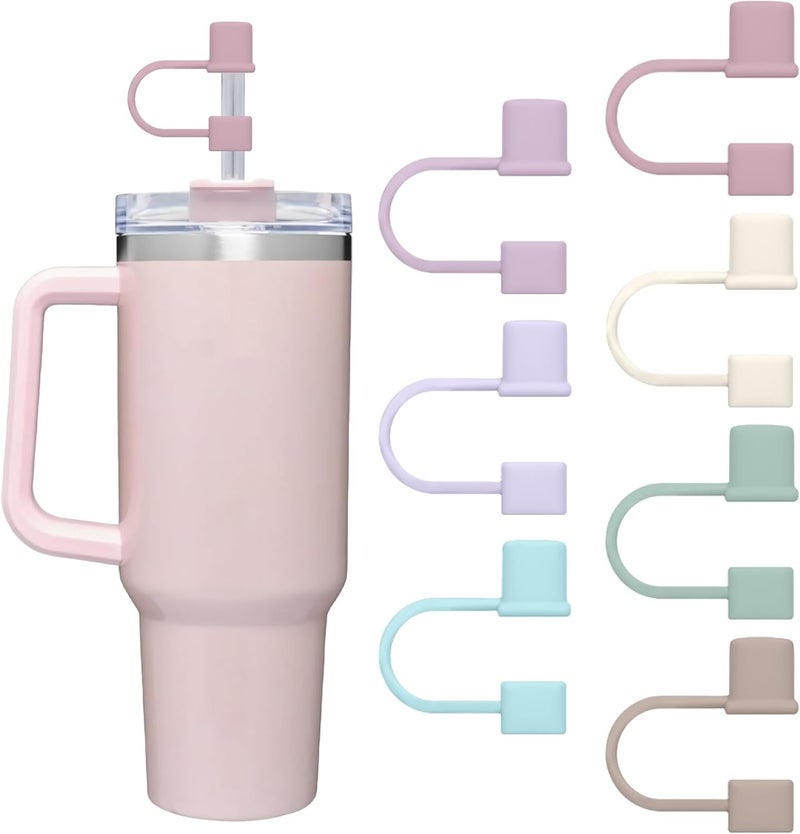 GGDECA 7Pcs Straw Cover Cap for Stanley Cup,Simple 10mm(0.4inch) Silicone Straw Toppers for Stanley 40&30oz Tumbler Accessories-Multicolor - Image 1